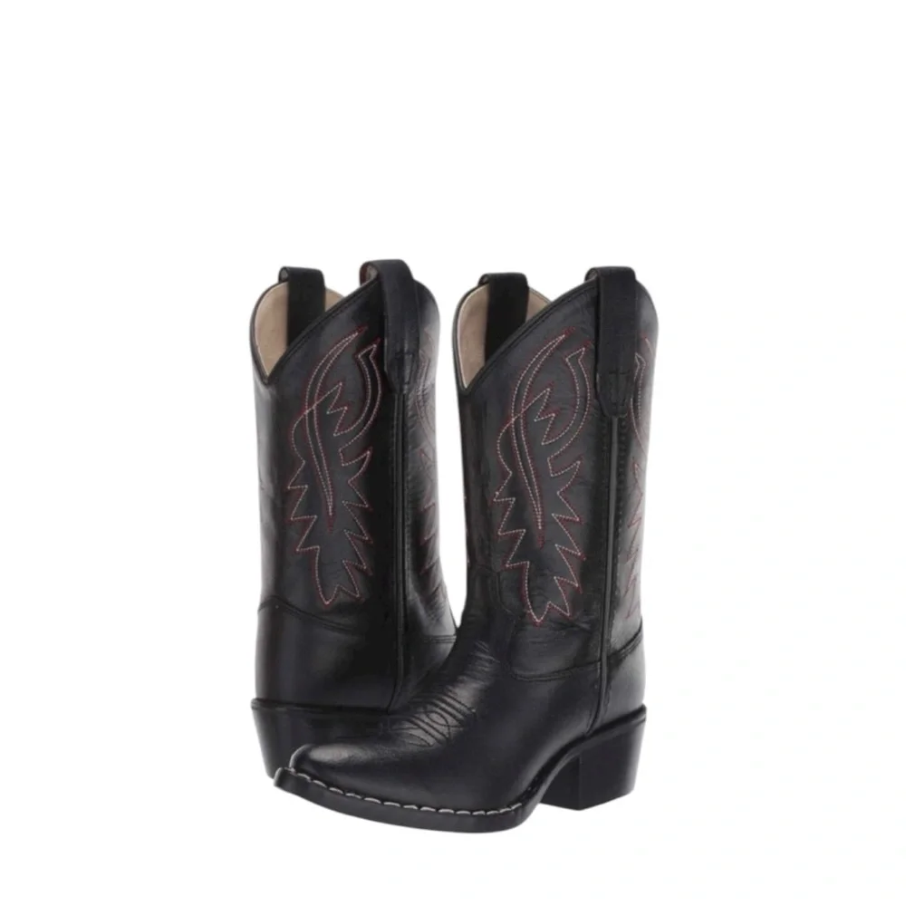 Old West Kids Black‎ Western Pull On Boots Size 12.5